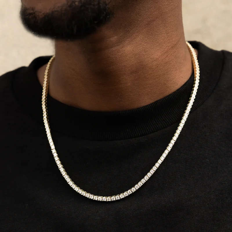 Don't Miss Your Chance Bold Jewelry Diamond Tennis Necklace in Yellow Gold- 3mm