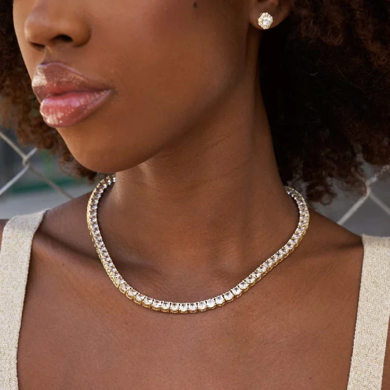 Massive Clearance Sale Fashion Jewelry Diamond Tennis Necklace in Yellow Gold- 5mm