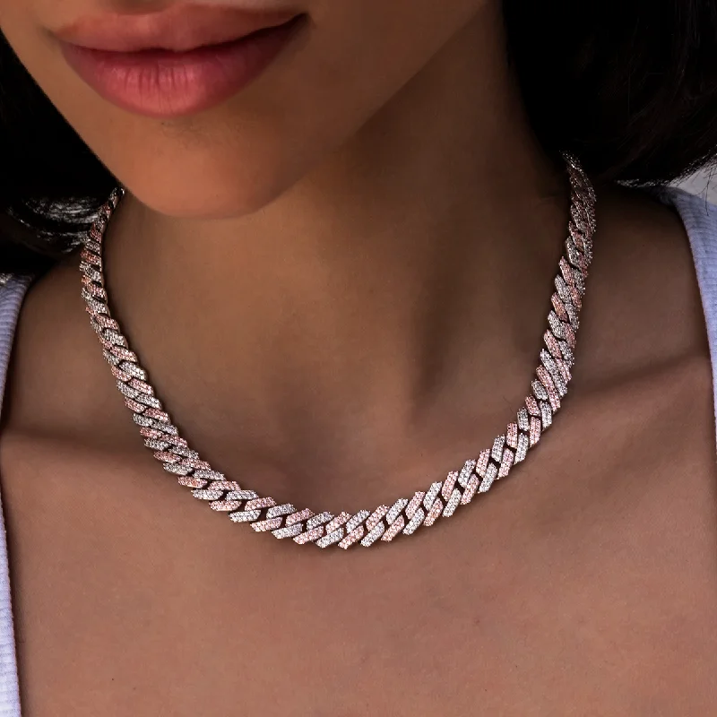 Shop Now, Save Big Bucks Minimalist Necklace Diamond Prong Cuban Necklace in Rose/White Gold- 8.5mm Shop Now, Save Big Bucks Minimalist Necklace Diamond Prong Cuban Necklace in Rose/White Gold- 8.5mm