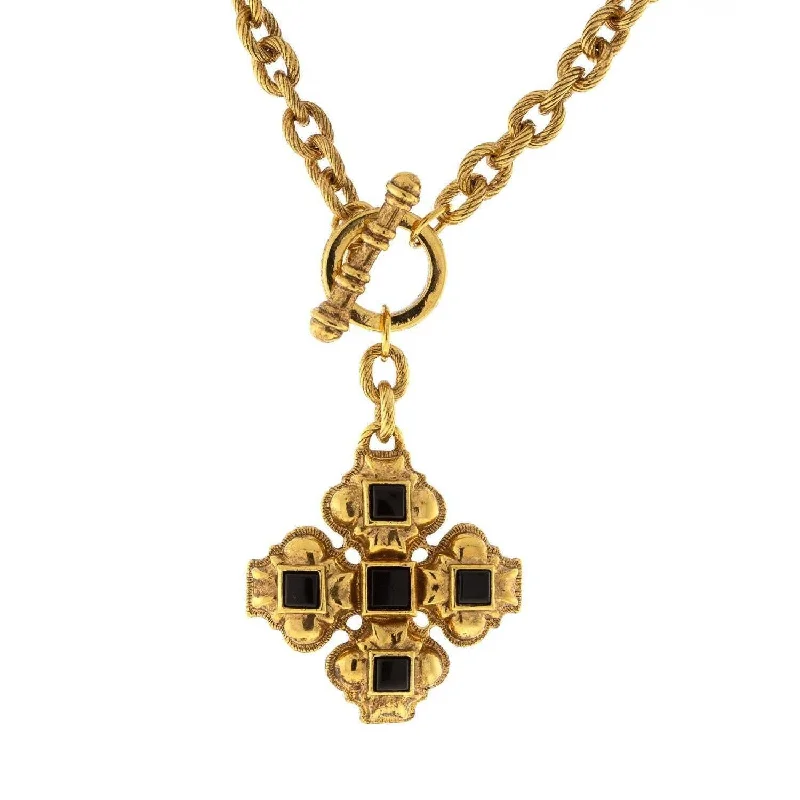 Shop Comfortably at Home Classic Bracelet Antiquities Couture Vestments Square Black Onyx Cross Pendant Toggle Necklace 17" Shop Comfortably at Home Classic Bracelet Antiquities Couture Vestments Square Black Onyx Cross Pendant Toggle Necklace 17"