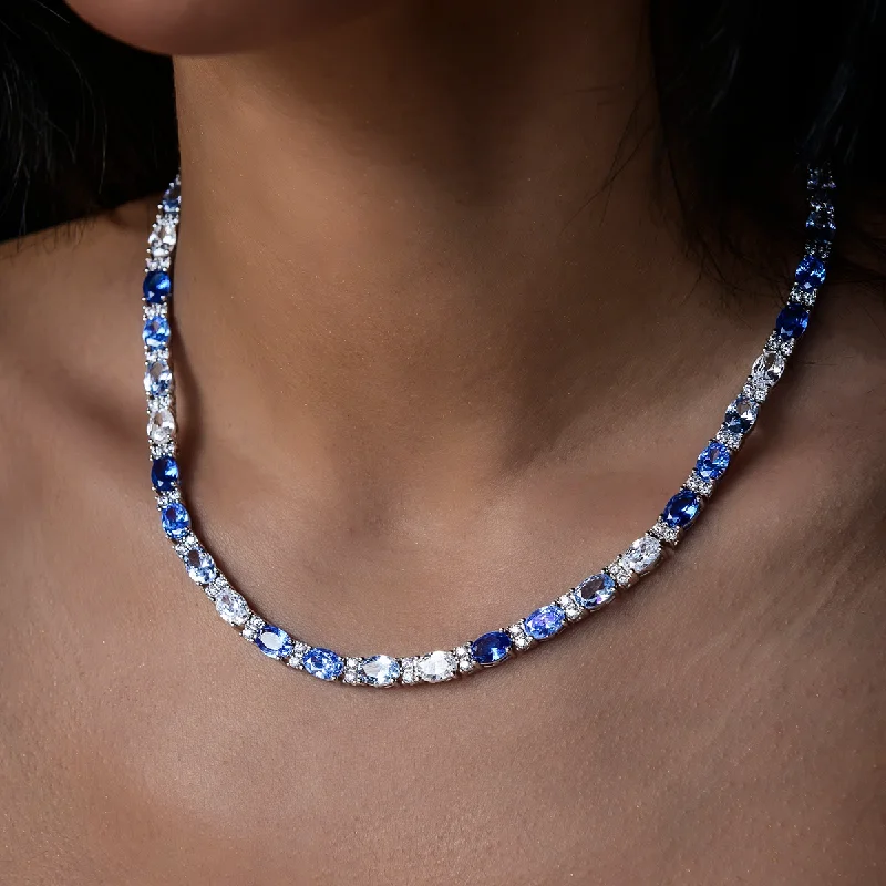 Limited Time, Unlimited Deals Infinity Necklace Blue Mixed Oval Cut Tennis Necklace- 5mm Limited Time, Unlimited Deals Infinity Necklace Blue Mixed Oval Cut Tennis Necklace- 5mm