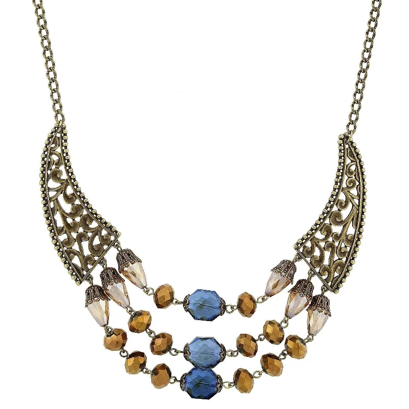 Flash Sale Gold Choker 2028 Jewelry Burnished Brass Bronze Blue Light Topaz Bib Necklace 16" + 3" Extender Flash Sale Gold Choker 2028 Jewelry Burnished Brass Bronze Blue Light Topaz Bib Necklace 16" + 3" Extender