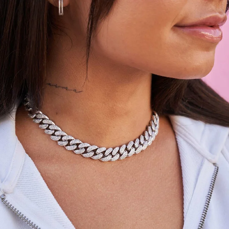 New Arrivals on Discount Solitaire Ring Diamond Cuban Link Choker in White Gold - 12mm New Arrivals on Discount Solitaire Ring Diamond Cuban Link Choker in White Gold - 12mm