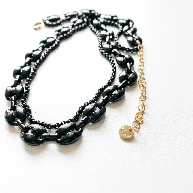 Massive Clearance Sale Infinity Ring Double G Black Necklace N14