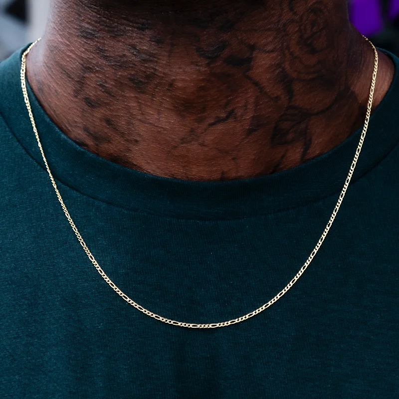 Shop Now, Save Big Bucks White Gold Necklace Figaro Chain in Yellow Gold- 2mm