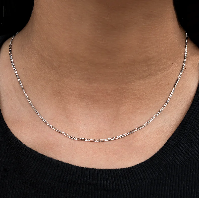 Black Friday - Style Deals All Week Long Gold Choker Figaro Necklace in White Gold- 2mm Black Friday - Style Deals All Week Long Gold Choker Figaro Necklace in White Gold- 2mm