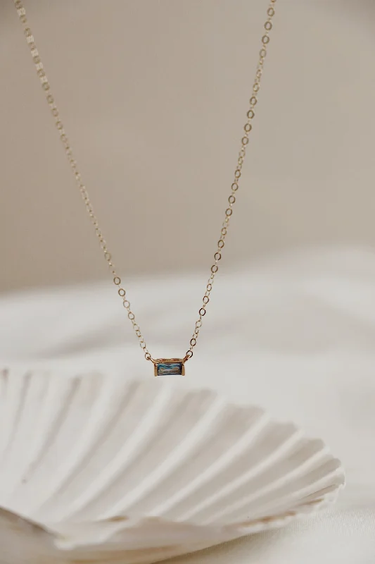 Unbeatable Savings Await Gemstone Bracelet FLOATING AQUA CZ BAGUETTE NECKLACE