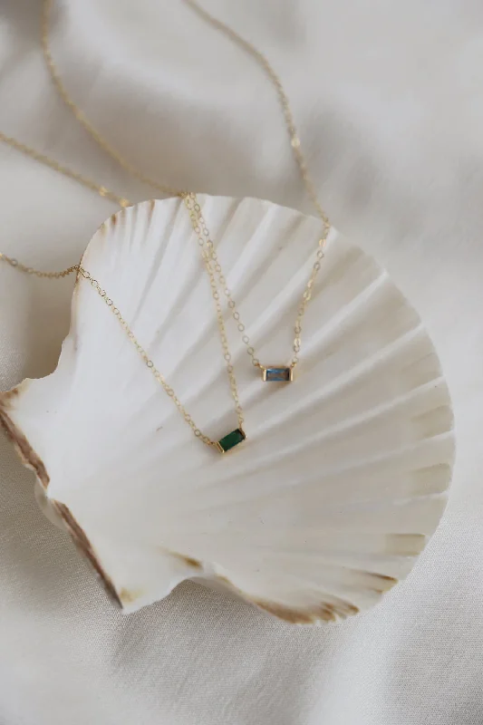 Big Savings, Big Smiles Dainty Ring FLOATING EMERALD CZ BAGUETTE NECKLACE