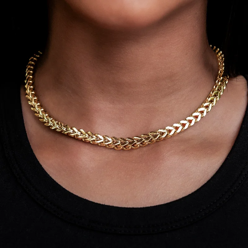 Don't Miss Your Chance Dainty Necklace Franco Necklace in Yellow Gold- 6mm