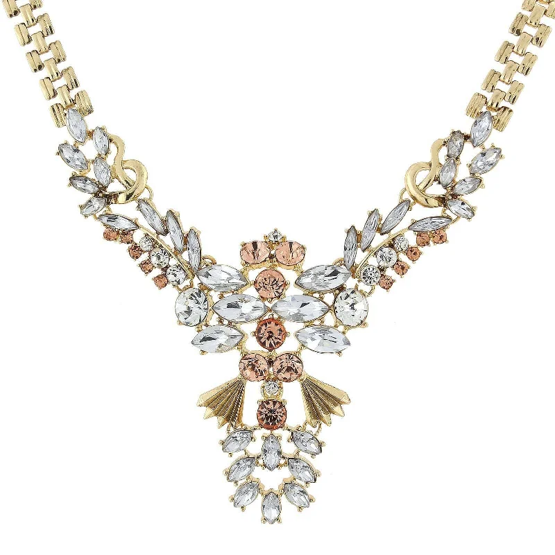 Big Savings, Big Smiles Trendy Jewelry 2028 Jewelry Rose Pink, Peach And Crystal Statement Necklace 15" + 3" Extender Big Savings, Big Smiles Trendy Jewelry 2028 Jewelry Rose Pink, Peach And Crystal Statement Necklace 15" + 3" Extender