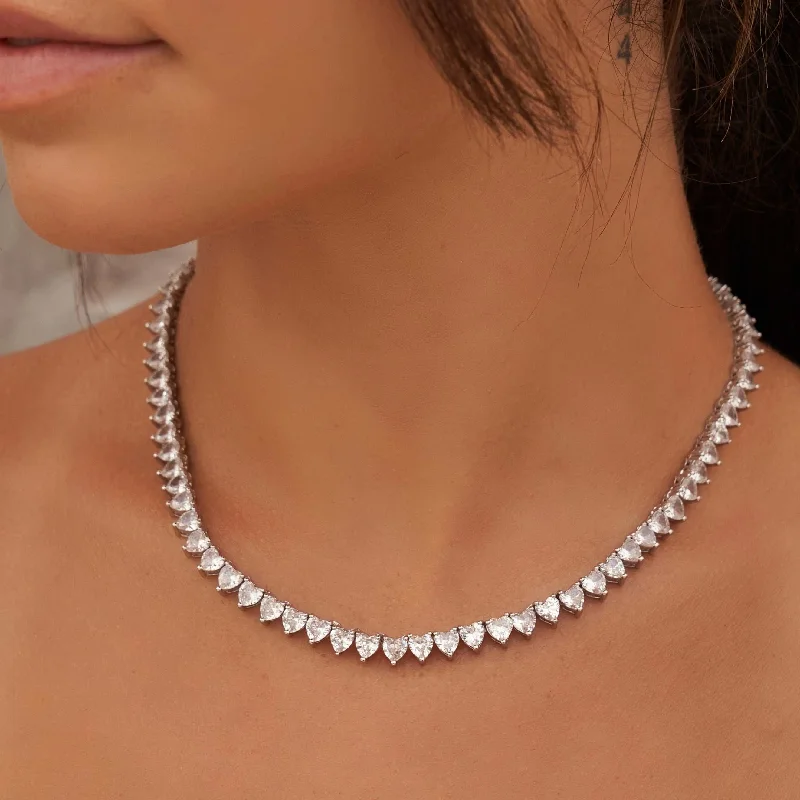 Exclusive Offers for Our Valued Customers Elegant Chain Heart Shaped Tennis Necklace