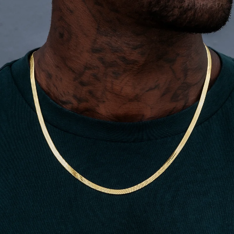 Massive Clearance Sale Unique Earrings Herringbone Chain in Yellow Gold- 4mm