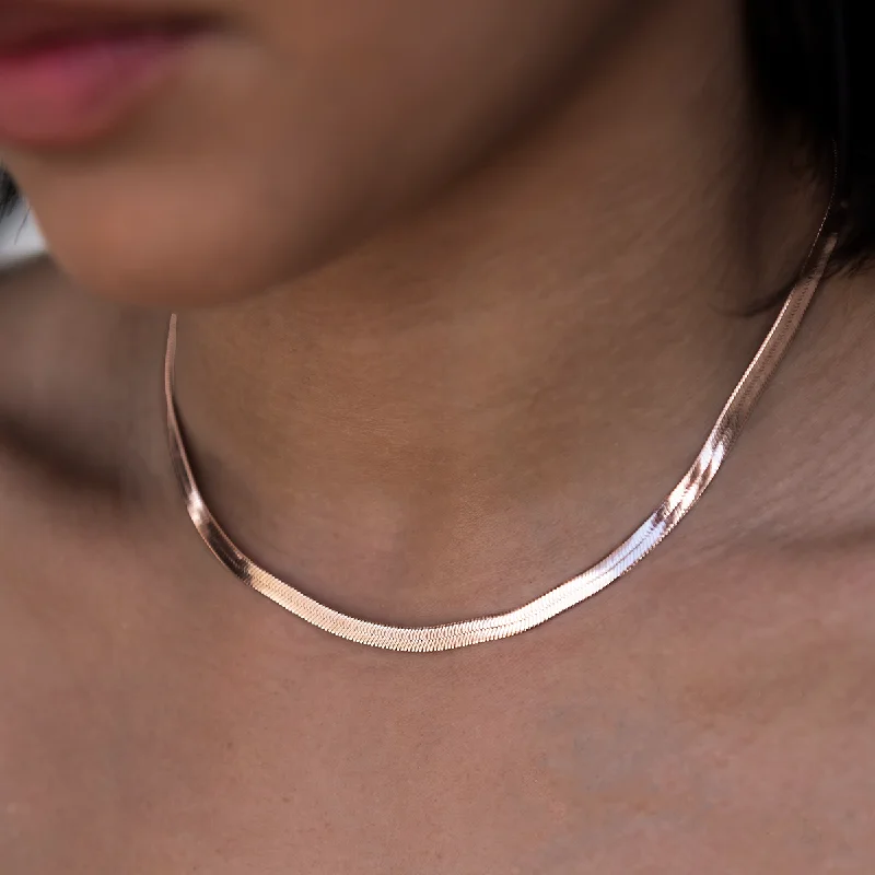 Exclusive Members - Only Sale Gothic Necklace Herringbone Necklace in Rose Gold- 4mm Exclusive Members - Only Sale Gothic Necklace Herringbone Necklace in Rose Gold- 4mm