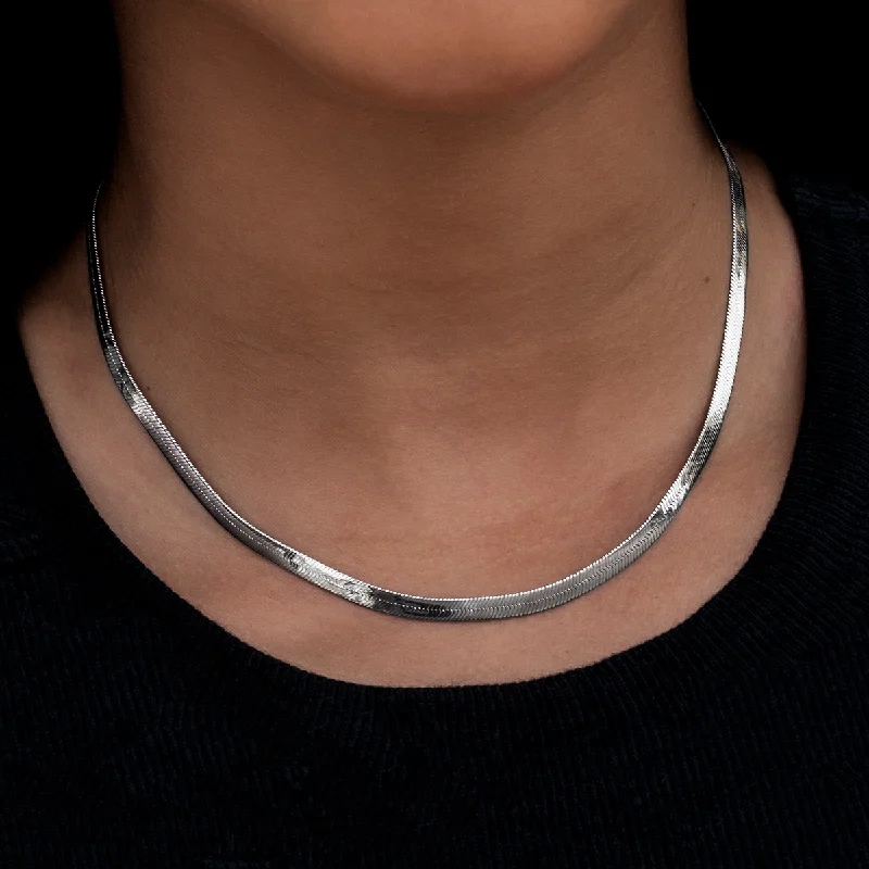 Clearance Sale, Steal Great Bargains Luxury Bracelet Herringbone Necklace in White Gold- 4mm Clearance Sale, Steal Great Bargains Luxury Bracelet Herringbone Necklace in White Gold- 4mm