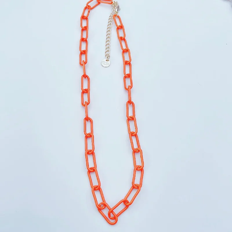 Clearance Sale Vintage Jewelry Link Orange Necklace M14