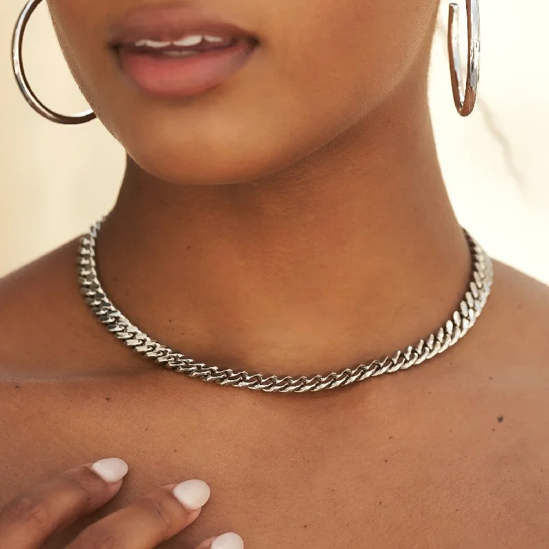 Exclusive Members - Only Sale Birthstone Jewelry Miami Cuban Link Necklace in White Gold- 8mm