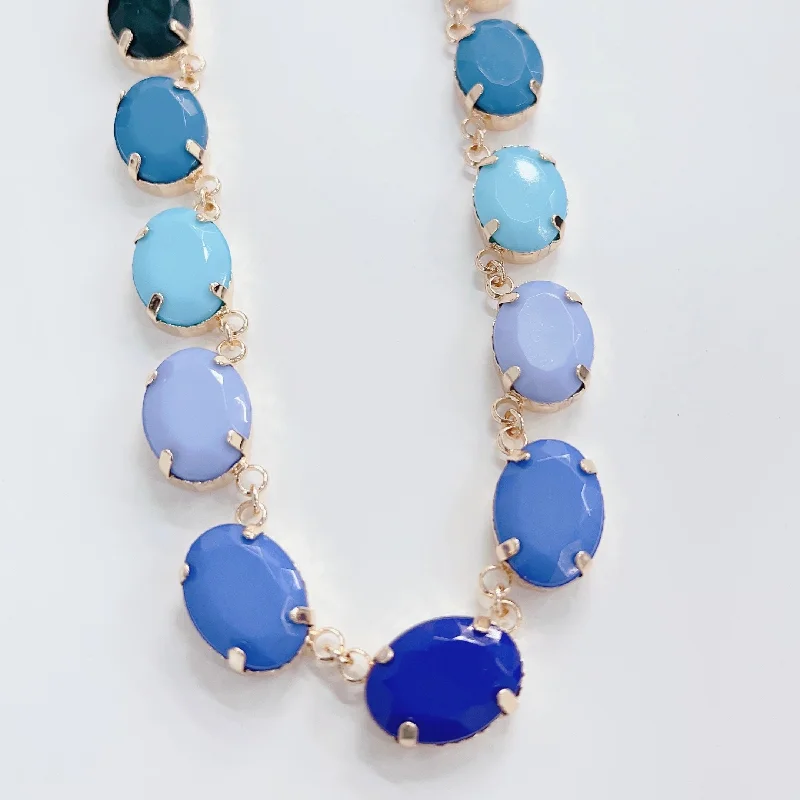 Season - End Clearance Trendy Earrings Michelle Bubble Blue Necklace L11