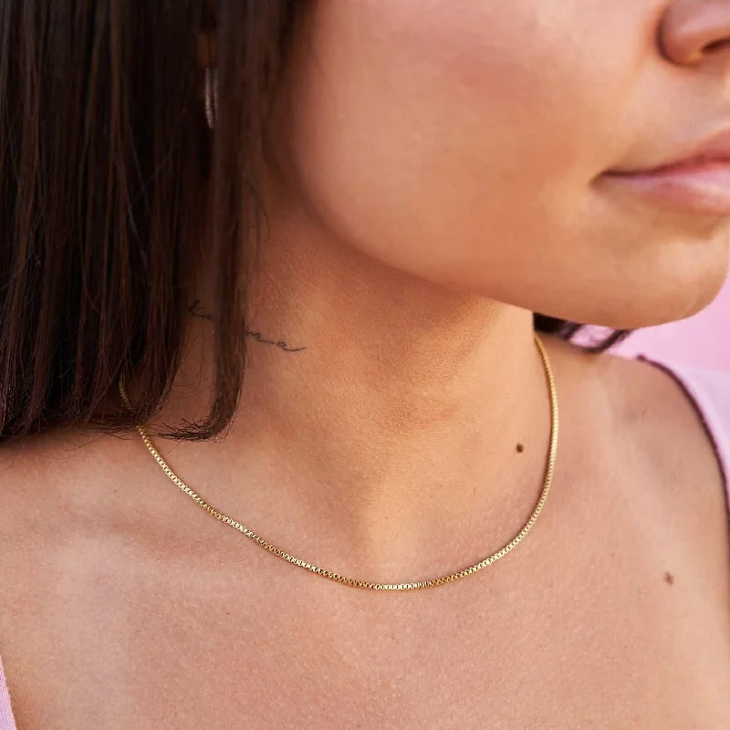 Clearance Sale, Steal Great Bargains Precious Jewelry Micro Box Chain Necklace in Yellow Gold Clearance Sale, Steal Great Bargains Precious Jewelry Micro Box Chain Necklace in Yellow Gold