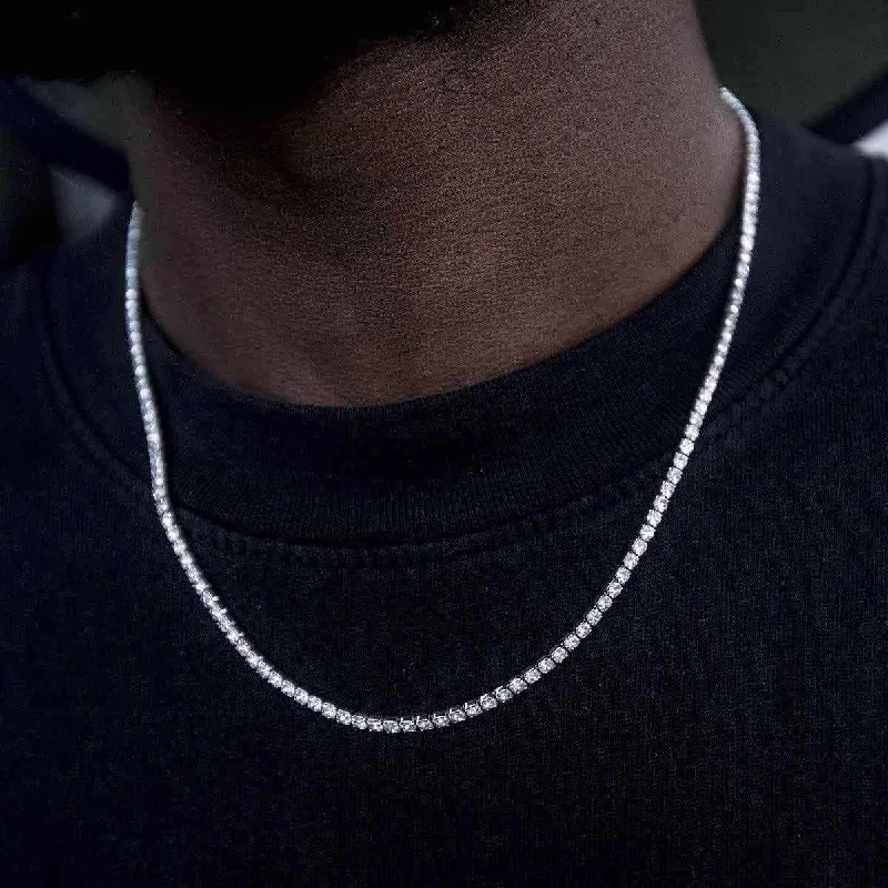 Massive Clearance Sale Simple Pendant Micro Tennis Necklace in White Gold