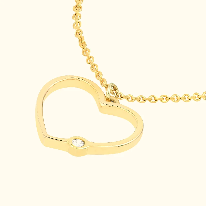 Limited - Edition Collections Now on Sale Precious Jewelry Open Heart Diamond Bezel Necklace
