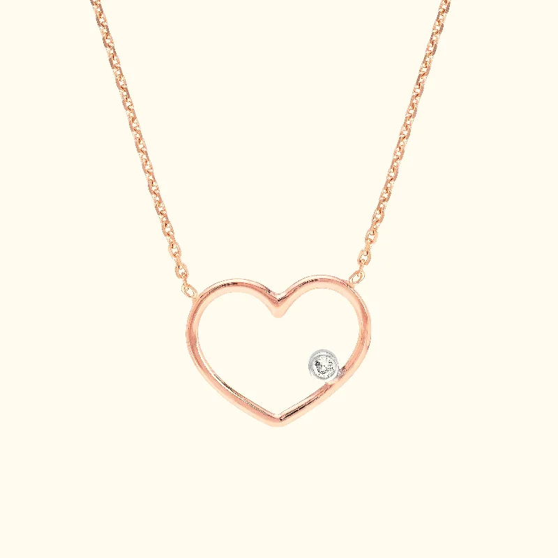 Massive Clearance Sale Gothic Necklace Open Wire Heart with Diamond Necklace