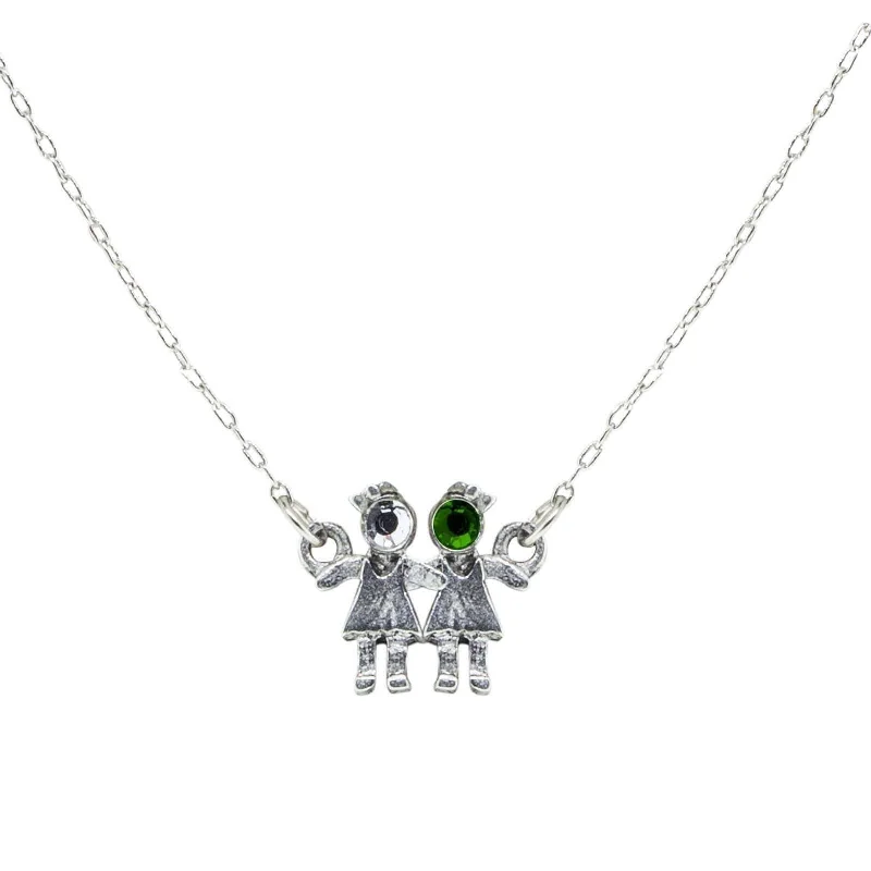 Limited - Edition Collections Now on Sale Luxury Bracelet 1928 Jewelry Pewter With Crystal 2 Girls Holding Hands Pendant Necklace 16" Limited - Edition Collections Now on Sale Luxury Bracelet 1928 Jewelry Pewter With Crystal 2 Girls Holding Hands Pendant Necklace 16"