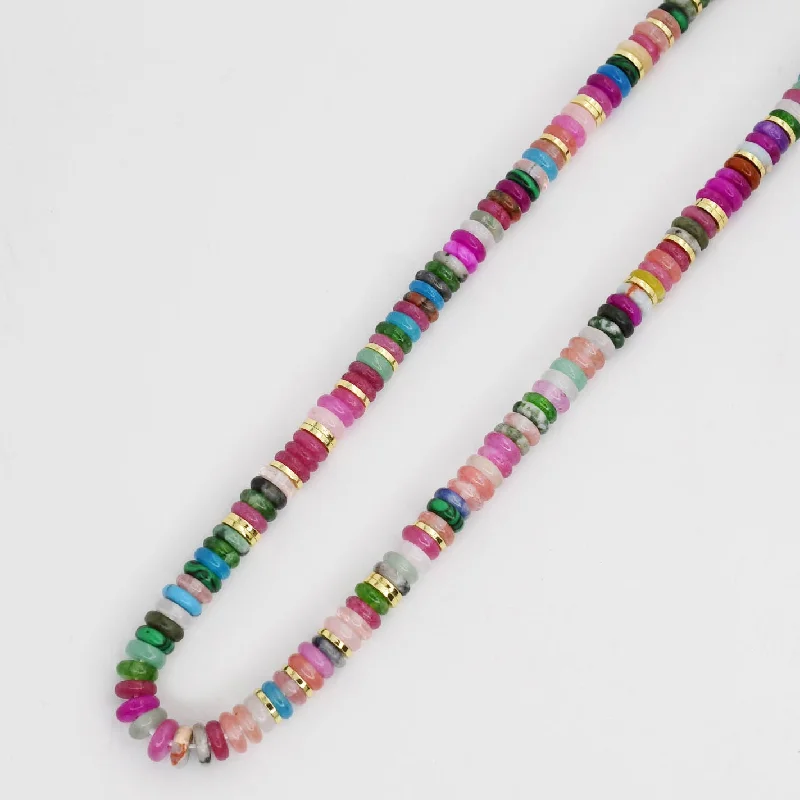 Huge Discounts, Unbeatable Offers Designer Necklace Rainbow Gold Gemstone N54