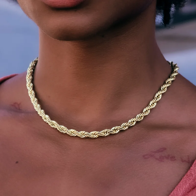 Shop Now, Save Big Bucks Elegant Ring Rope Necklace in Yellow Gold- 6mm