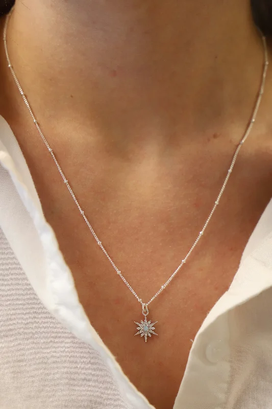 Big Savings, Big Smiles Dainty Necklace SILVER OPAL STARBURST NECKLACE