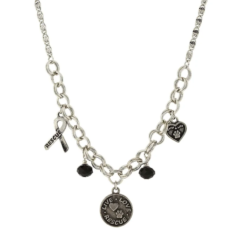 Don't Miss Your Chance Platinum Necklace 1928 Jewelry Black Bead Live Love Rescue Pendant Necklace 16" + 3" Extender Don't Miss Your Chance Platinum Necklace 1928 Jewelry Black Bead Live Love Rescue Pendant Necklace 16" + 3" Extender