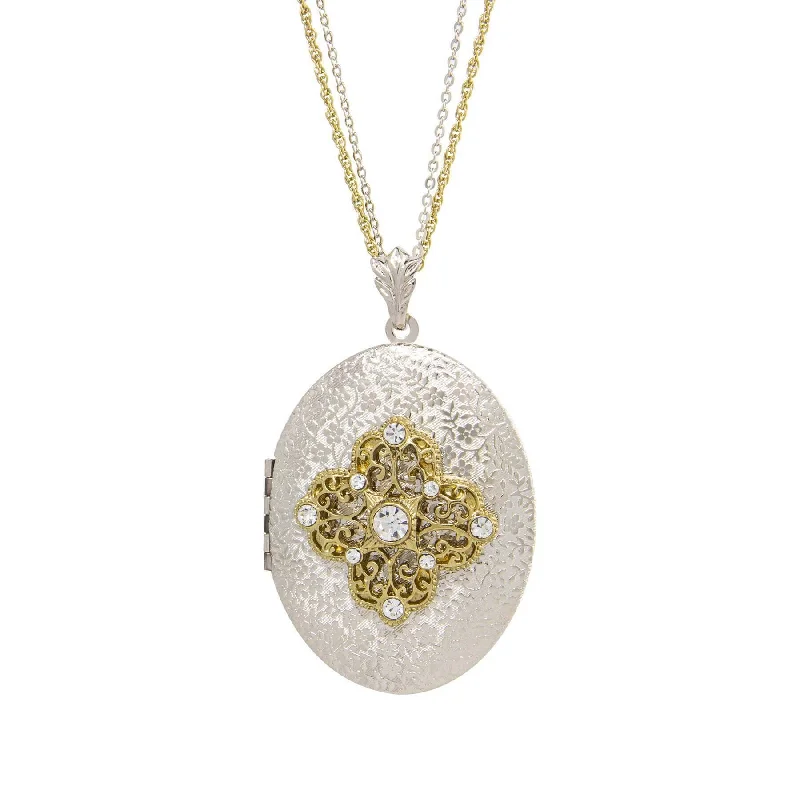 Season - End Clearance Cocktail Ring 1928 Jewelry Oval Floral Filigree & Crystal Photo Locket Necklace 32" Season - End Clearance Cocktail Ring 1928 Jewelry Oval Floral Filigree & Crystal Photo Locket Necklace 32"