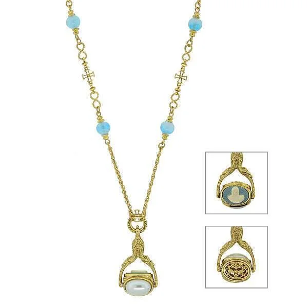 Huge Discounts, Unbeatable Offers Heart Locket Symbols Of Faith Triple Spinner Faux Pearl Mary Cameo Blue Bead Pendant Necklace 30" Huge Discounts, Unbeatable Offers Heart Locket Symbols Of Faith Triple Spinner Faux Pearl Mary Cameo Blue Bead Pendant Necklace 30"