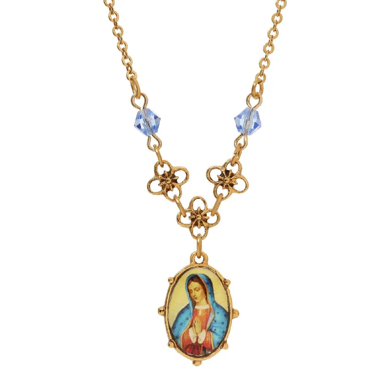 Exclusive Offers for Our Valued Customers Choker Necklace Symbols Of Faith Light Blue Small Oval Mary Pendant Necklace 16" + 3" Extender Exclusive Offers for Our Valued Customers Choker Necklace Symbols Of Faith Light Blue Small Oval Mary Pendant Necklace 16" + 3" Extender