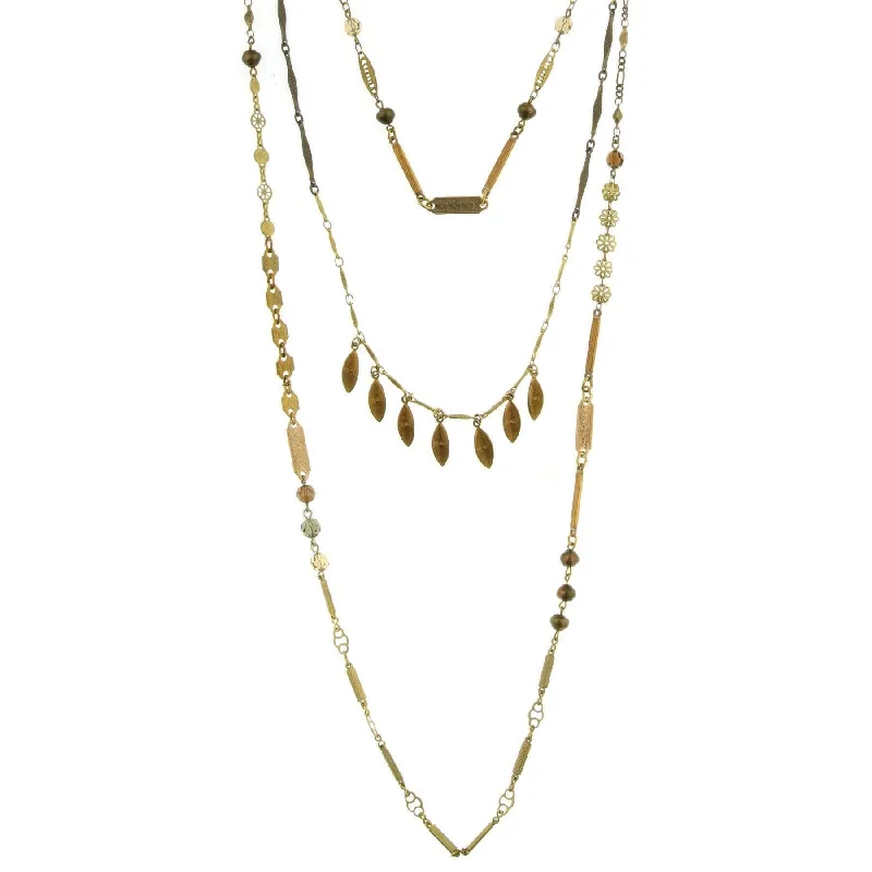 Exclusive Members - Only Sale Art Deco Necklace T.R.U. Triple Chain Baroque Glass Faux Pearls & Links Necklace 36" Exclusive Members - Only Sale Art Deco Necklace T.R.U. Triple Chain Baroque Glass Faux Pearls & Links Necklace 36"