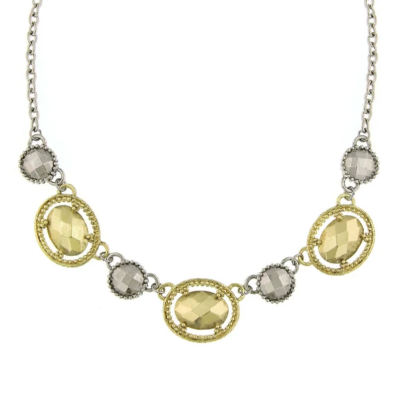 Black Friday - Style Deals All Week Long Elegant Chain 2028 Jewelry Silver And Faceted Oval Collar Necklace 16" + 3" Extender Black Friday - Style Deals All Week Long Elegant Chain 2028 Jewelry Silver And Faceted Oval Collar Necklace 16" + 3" Extender