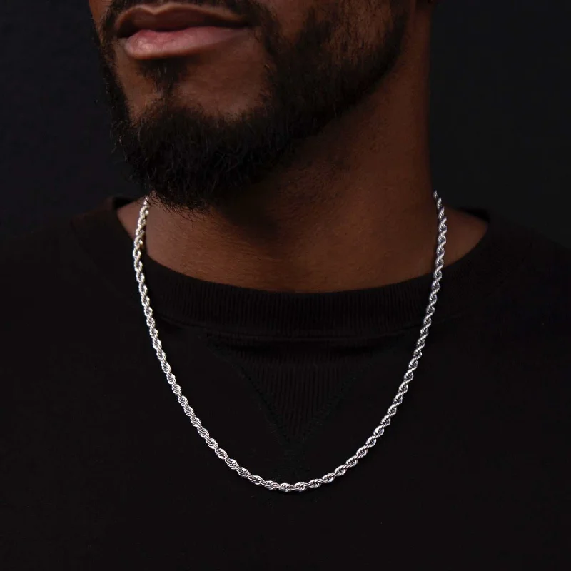 Clearance Sale, Steal Great Bargains Large Hoop Earrings Rope Chain in White Gold - 4mm Clearance Sale, Steal Great Bargains Large Hoop Earrings Rope Chain in White Gold - 4mm