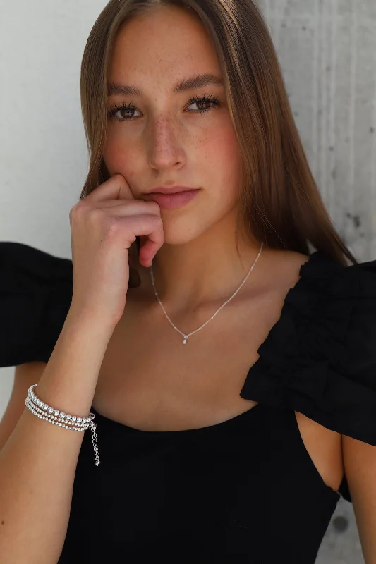New Arrivals Fashion Bangles WILLA SILVER CZ NECKLACE