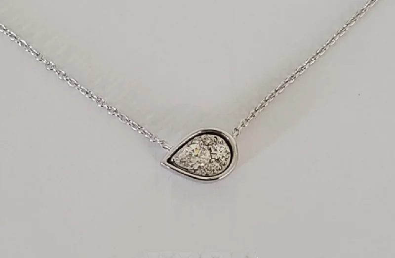 Flash Sale Celestial Jewelry 14kt White Gold East-West Set Pear Shaped Diamond Necklace Flash Sale Celestial Jewelry 14kt White Gold East-West Set Pear Shaped Diamond Necklace