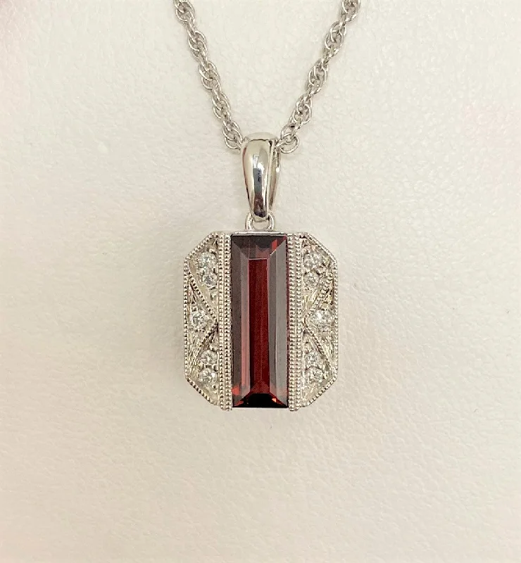 Big Savings, Big Smiles Personalized Locket 14kt White Gold Garnet and Diamond Pendant Big Savings, Big Smiles Personalized Locket 14kt White Gold Garnet and Diamond Pendant