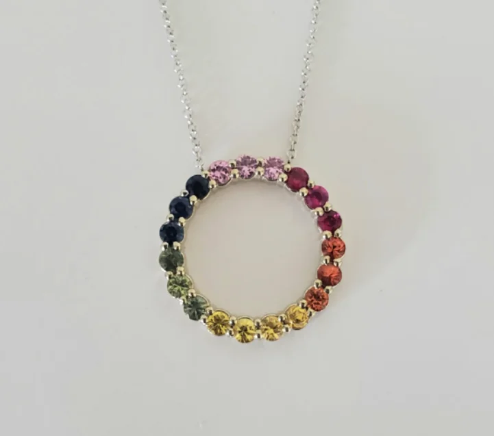 Limited Time, Unlimited Deals Custom Jewelry 14kt White Gold Rainbow Sapphire Pendant