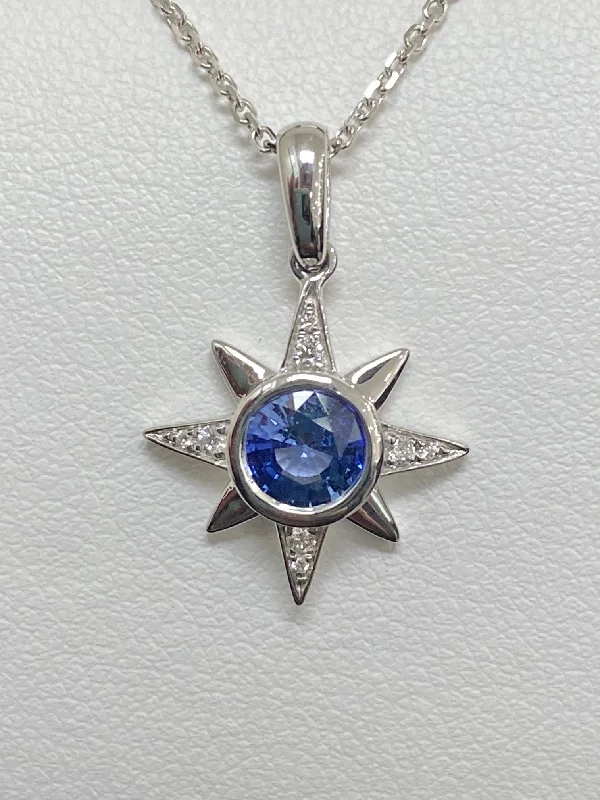 Buy More, Save More Stackable Rings 14kt White Gold Sapphire and Diamond Pendant