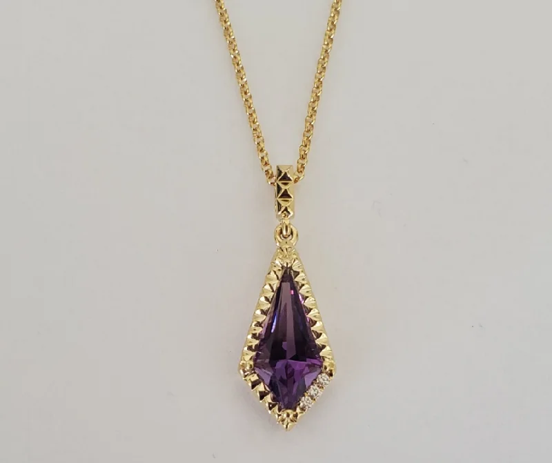 Exclusive Offers for Our Valued Customers Everyday Jewelry 14kt Yellow Gold Amethyst and Diamond Pendant Exclusive Offers for Our Valued Customers Everyday Jewelry 14kt Yellow Gold Amethyst and Diamond Pendant