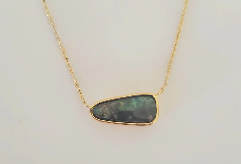 Don't Miss Your Chance Bridal Earrings 14kt Yellow Gold Bezel Set Opal Necklace