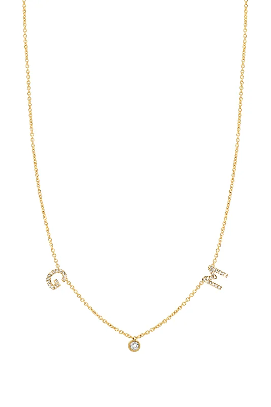 New Arrivals Silver Chain Diamond Initials and Diamond Necklace
