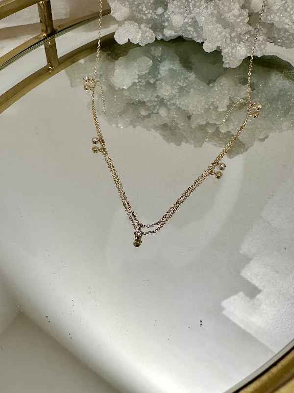 New Arrivals on Discount Cross Pendant 5 DANGLING DIAMONDS BEZEL NECKLACE