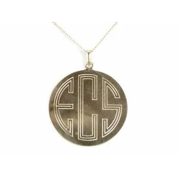 Big Savings, Big Smiles Engagement Jewelry Art Deco Monogram Disc Pendant
