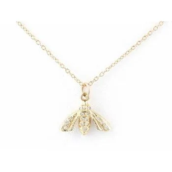 Black Friday - Style Deals All Week Long Minimalist Necklace Pave Diamond and Gold Bee Necklace Black Friday - Style Deals All Week Long Minimalist Necklace Pave Diamond and Gold Bee Necklace