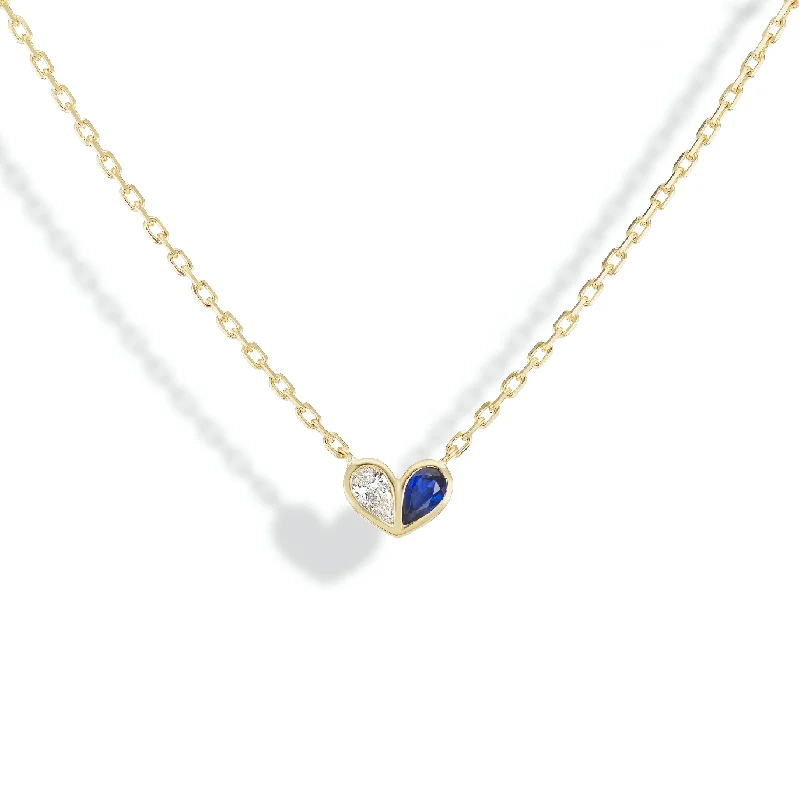 Flash Sale, Grab the Deals Fast Chic Necklace Sweetheart Necklace Diamond & Blue Sapphire Flash Sale, Grab the Deals Fast Chic Necklace Sweetheart Necklace Diamond & Blue Sapphire