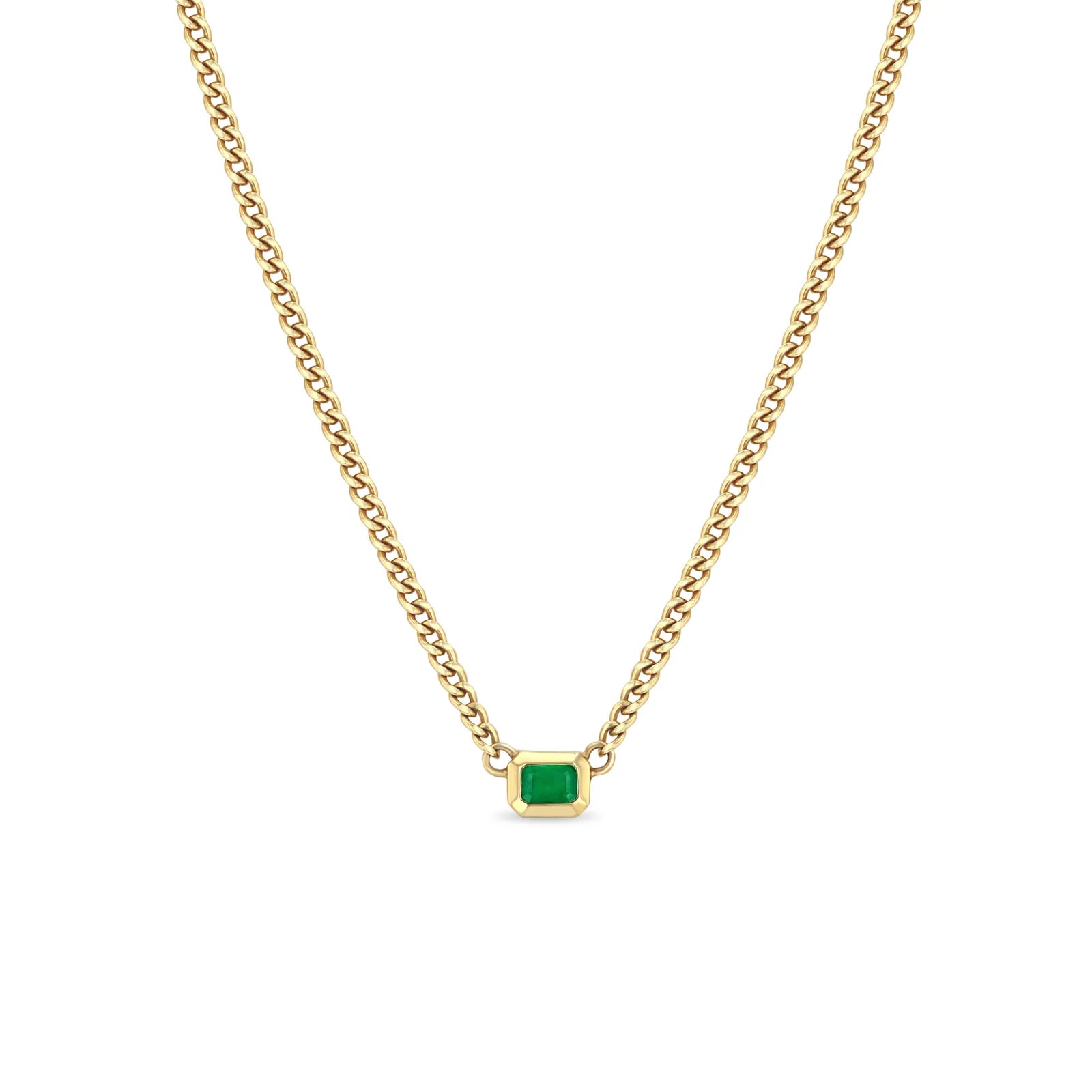 New Arrivals on Discount Elegant Ring EMERALD BEZEL SET CURB CHAIN