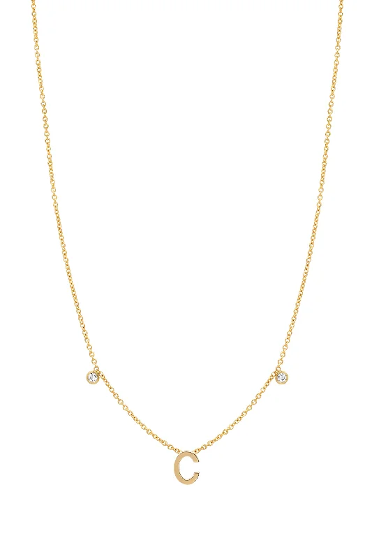 Big Savings, Big Smiles Delicate Necklace Initial and Diamonds Necklace - 14k Yellow Big Savings, Big Smiles Delicate Necklace Initial and Diamonds Necklace - 14k Yellow